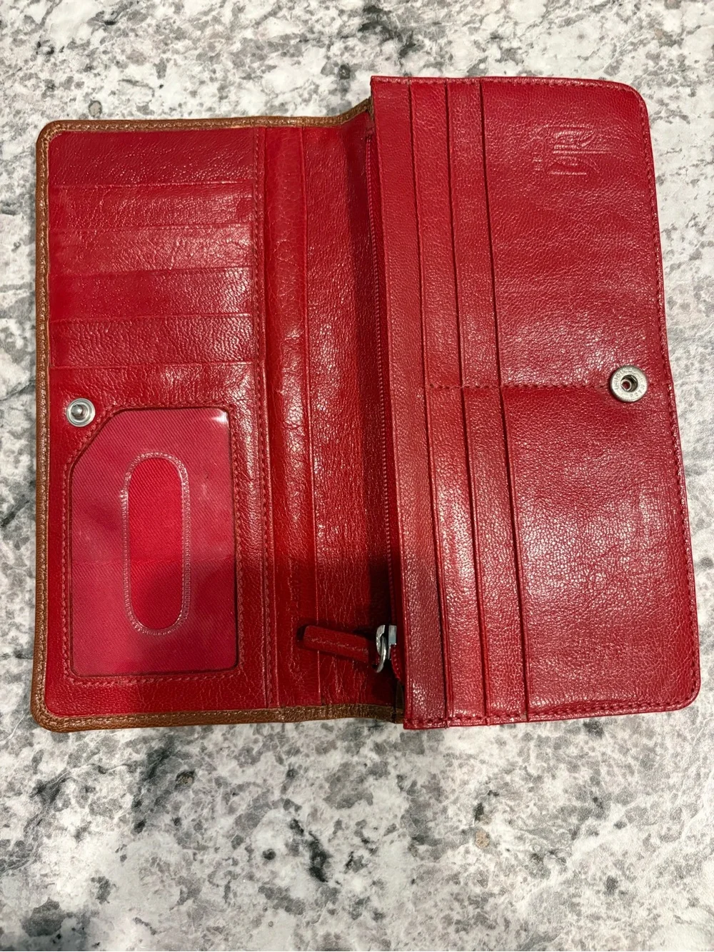 Tusk Bifold Caramel and Red Leather Wallet